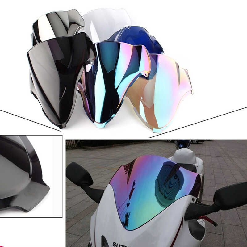 Dual Bubble Chrome Windscreen For Suzuki Hayabusa GSX1300R 1999-2007