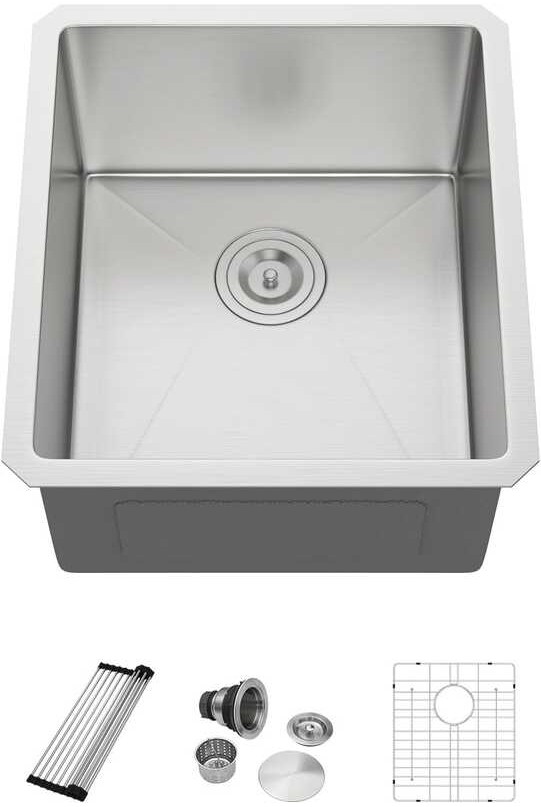 Dcolora 17-Inch Undermount Bar Sink - 16-Gauge Stainless Steel, Round Corners, Perfect For Wet Bars & Prep Areas - View #2