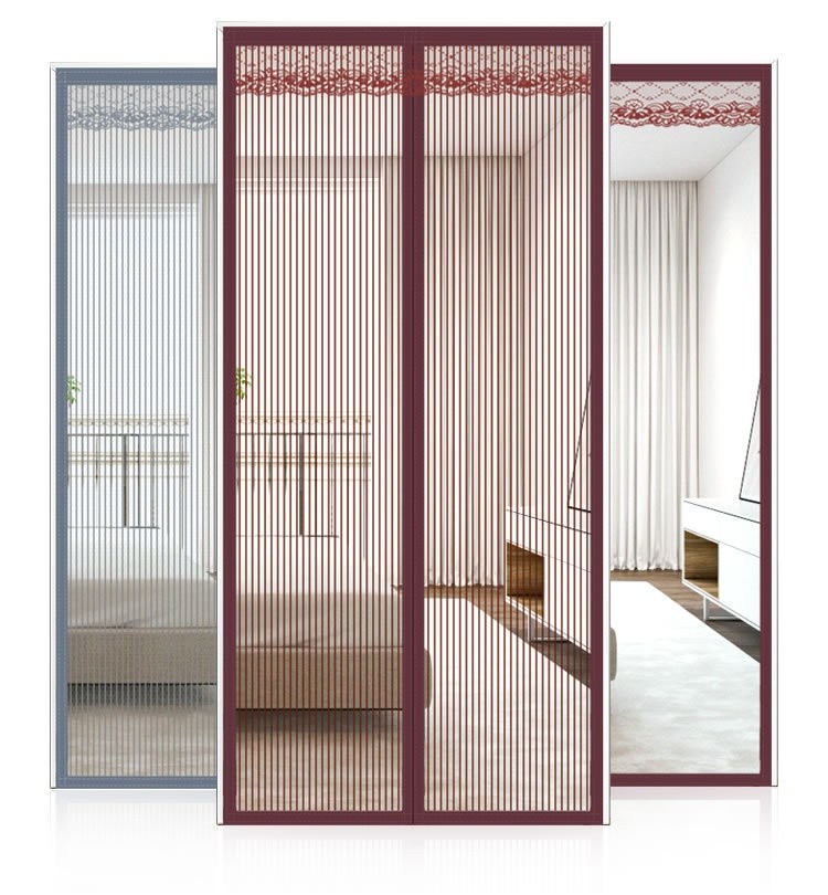 Custom Sizes Magnetic Fly Screen Door Anti-Mosquito Bugs Mesh Net Curtain With Full Frame Hook&Loop, Lets Fresh Air In Shuts Automatically Screen Door
