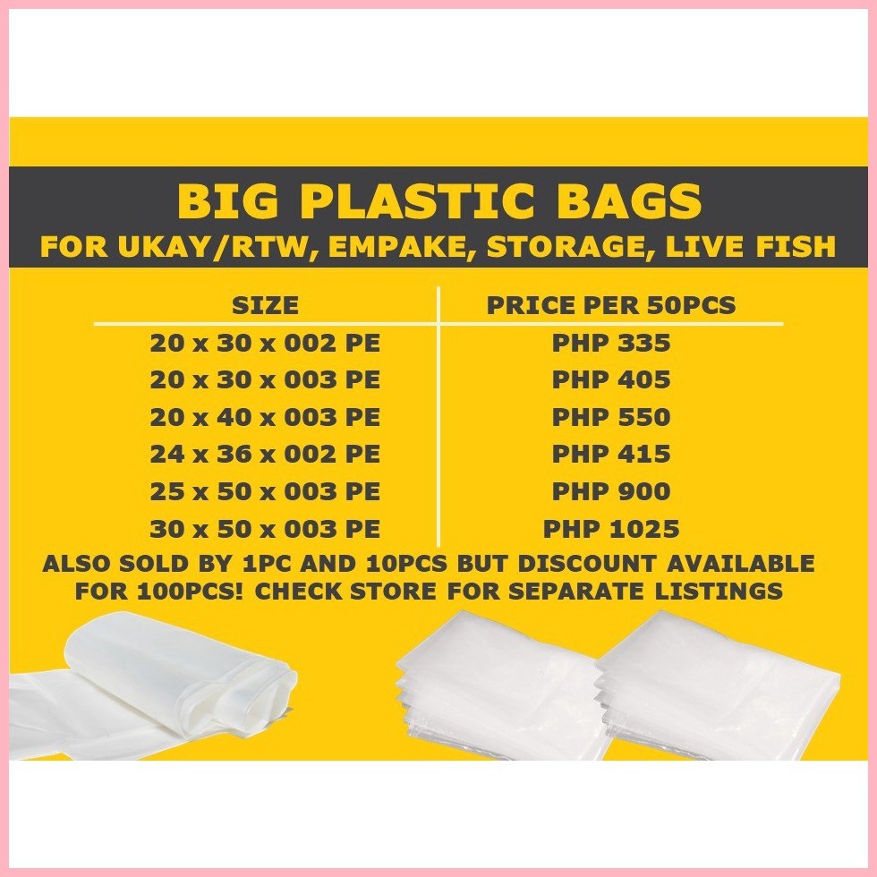 Big Plastic Bag (50pcs) for Ukay, RTW, Empake, Storage, Live Fish MAKAPAL PE Plastic Bag