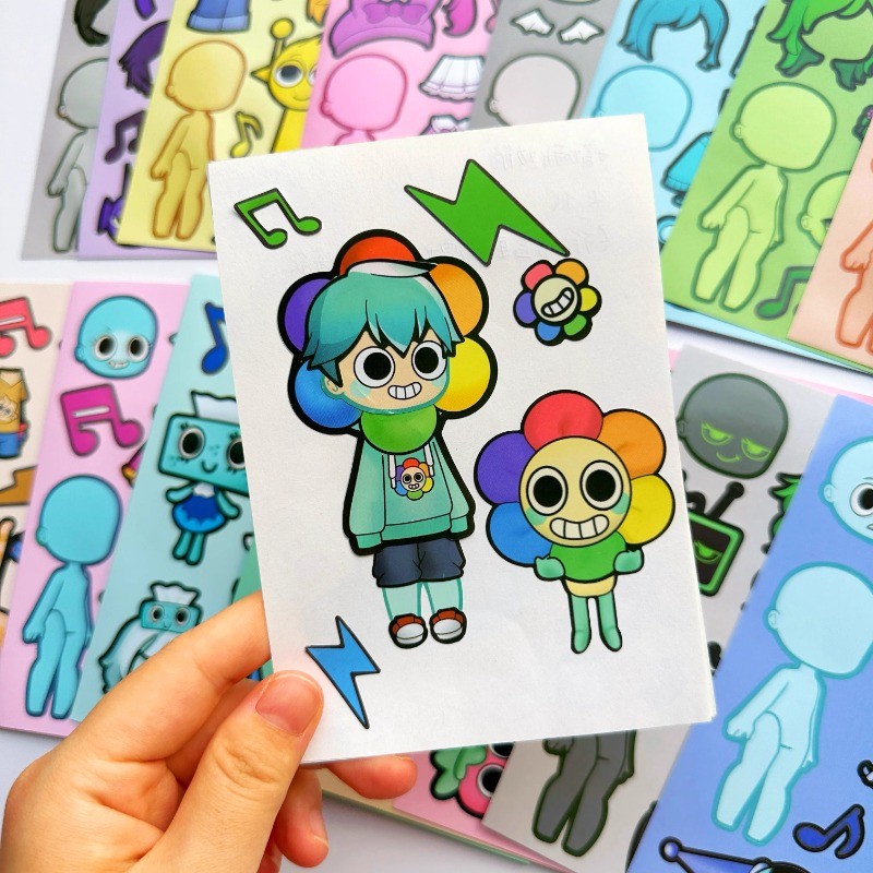 8pcs Sprunki Sticker Toy 2025 New Creative Handmade DIY Face Changing ...