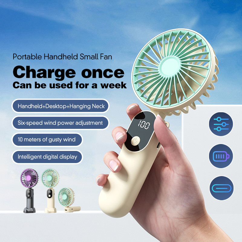 Desktop Folding Fan USB Charging Portable Handheld Small Fan LED ...