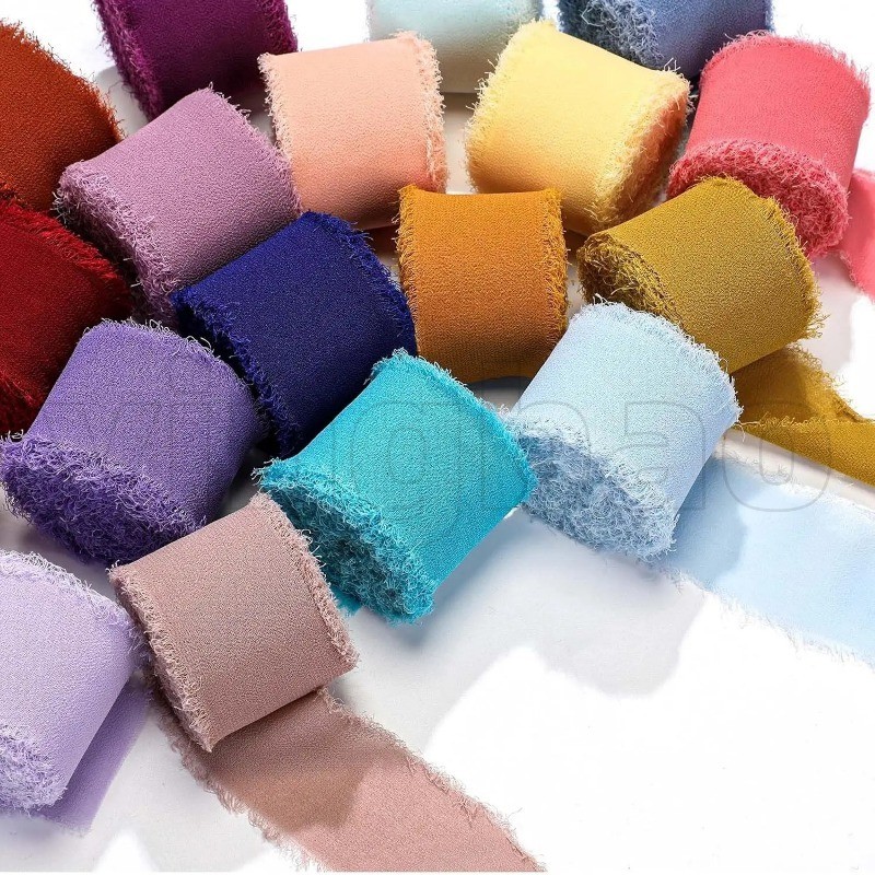 3rolls Chiffon Ribbons 15Meters Frayed Ribbon Chiffon Silk Ribbon ...