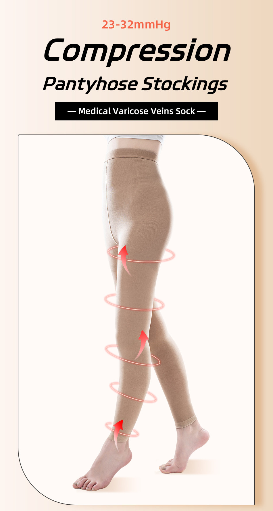 20-30mmHg Women Medical Compression Pantyhose Stockings Varicose Veins ...