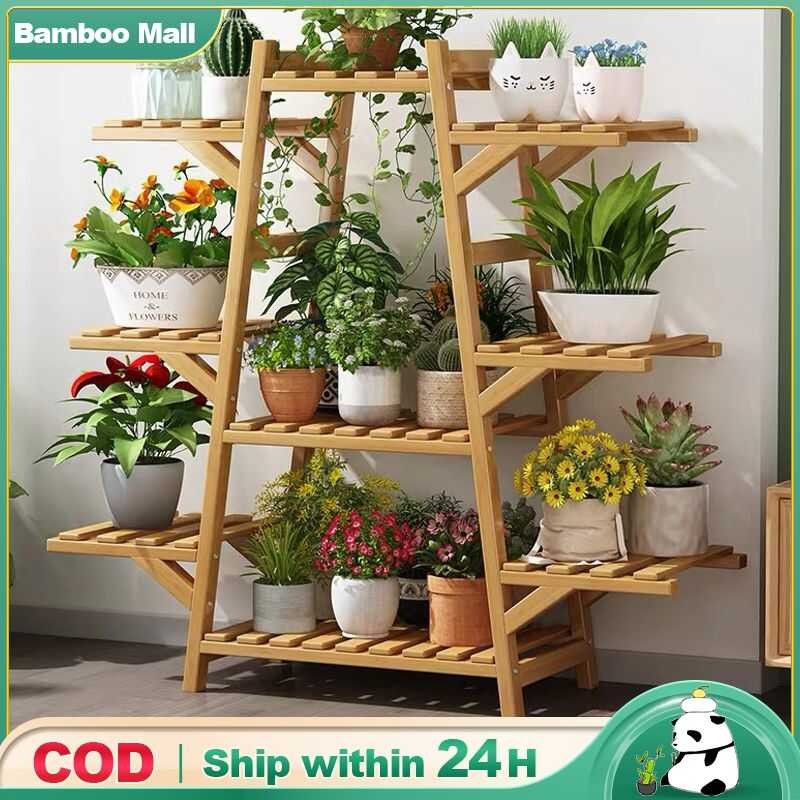 Bamboo Plant Rack Stand 6/7/9Layers 75/76/86Cm Simple Indoor/Outdoor ...