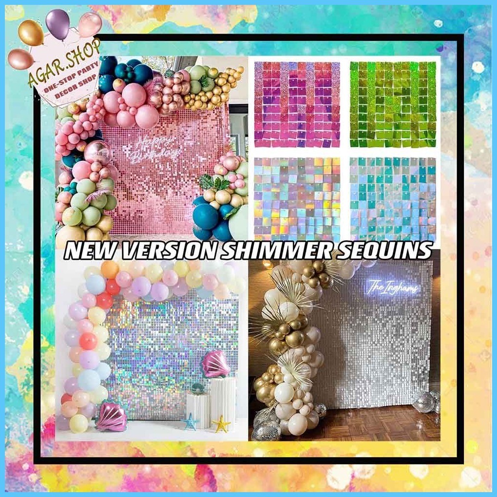 AGAR.SHOP Square Shimmer Sequin 30*30CM Wall Panel Backdrop Sparkle ...