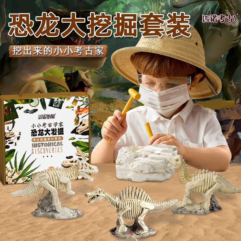 12 Pino Children Archaeology Dinosaur Skeleton Digging Set Gift Box Toy ...