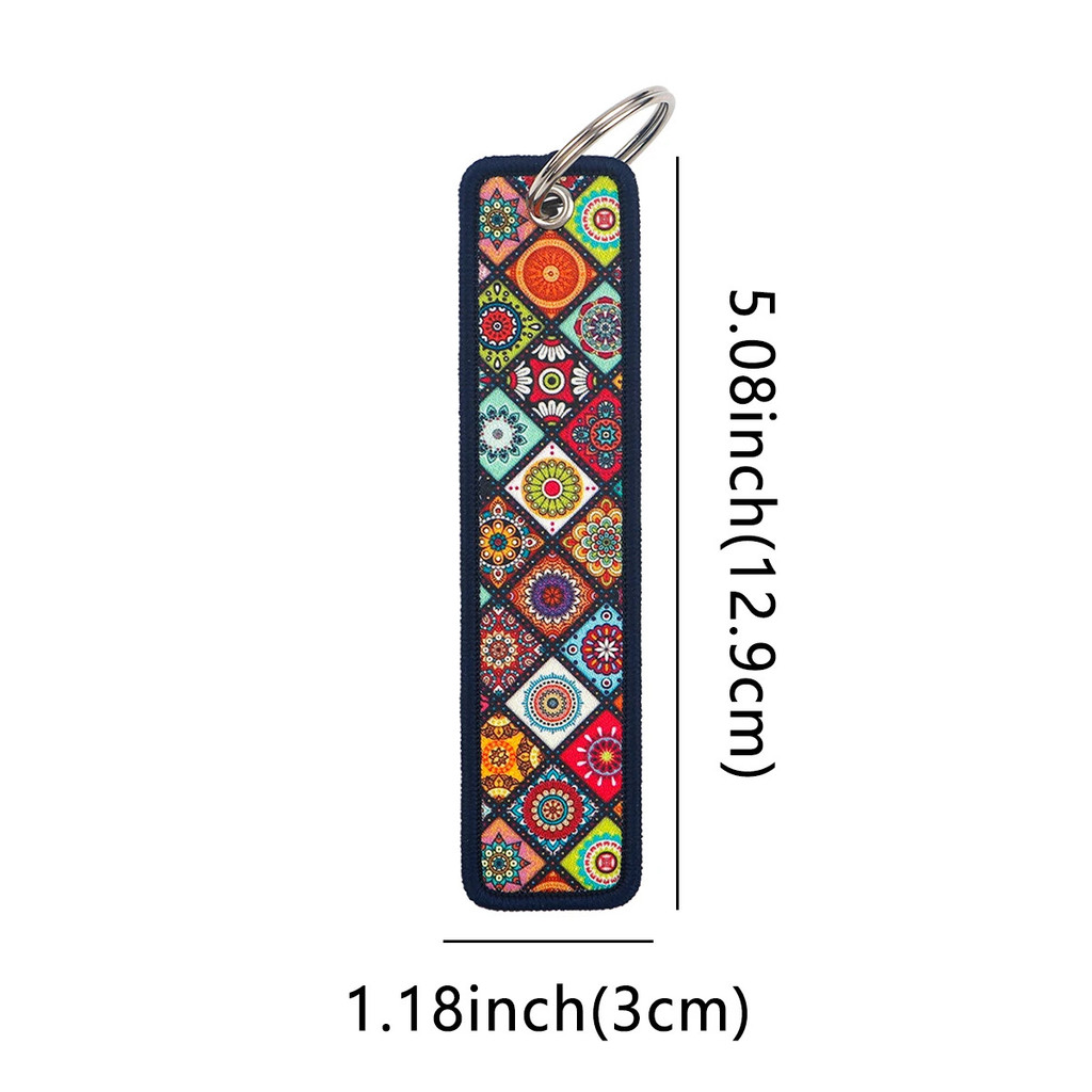 Cherry Blossom Embroidery Key Fobs Moon Key Tag Cartoon Keychain For ...