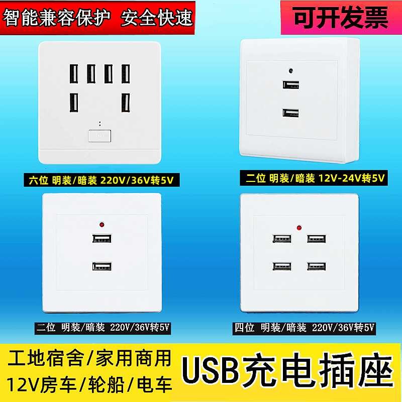Surface mounted USB socket panel with 246 holes, 12v24V36v ...