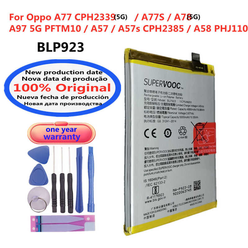 Vvsialeek BLP923 Batteria di ricambio compatibile con O-ppo A77 5G CPH2339/O -ppo A57 5G PFTM20/ O-ppo A97 5G PFTM10 con kit di strumenti