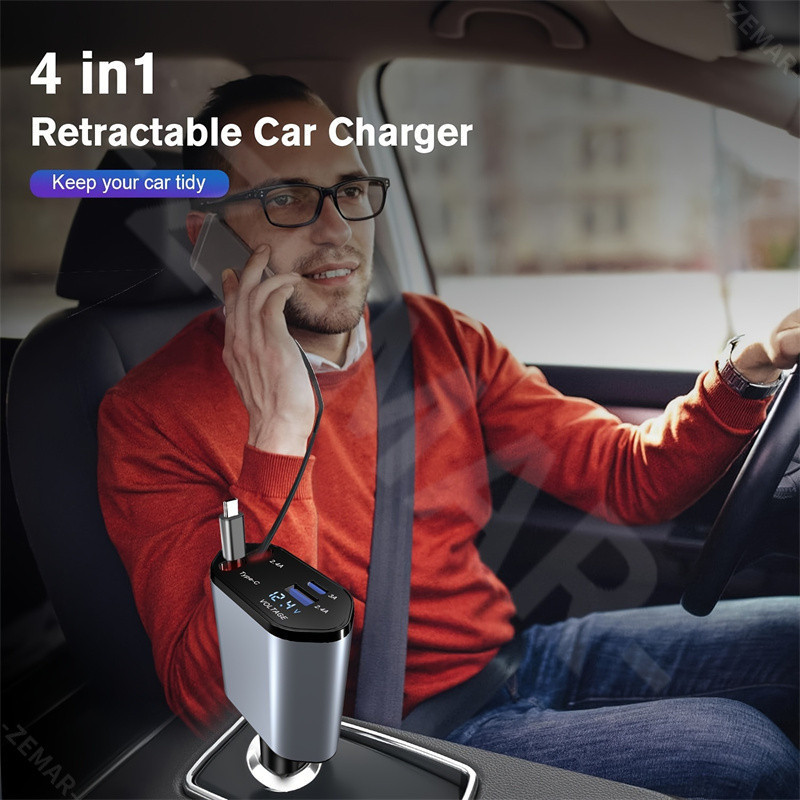 4 in 1 MG Car Charger Super Fast Charging Universal USB Type-C IOS ...