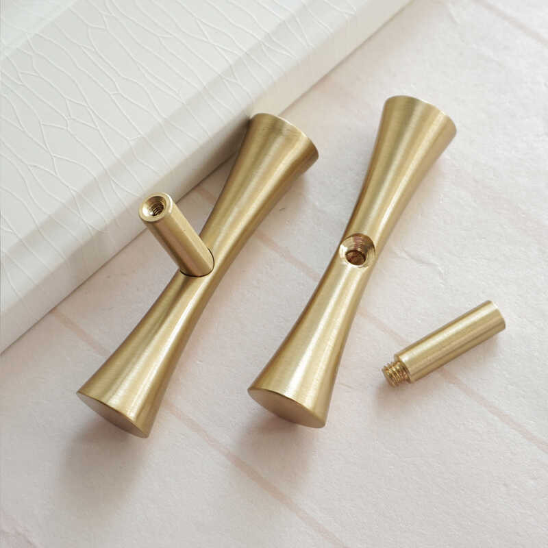 Solid MFYS Brass Cabinet Handles T Bar Drawer Knobs Brushed Copper ...