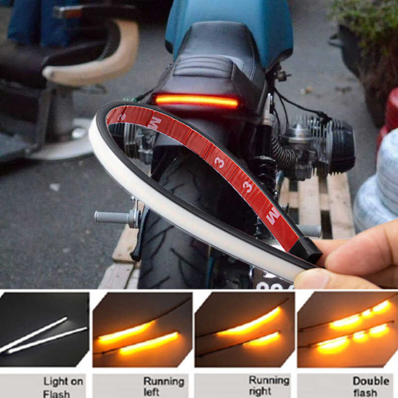 30/45/60cm 5 Motorcycle Red Amber wing LED Light Bar 12V Tail Brake