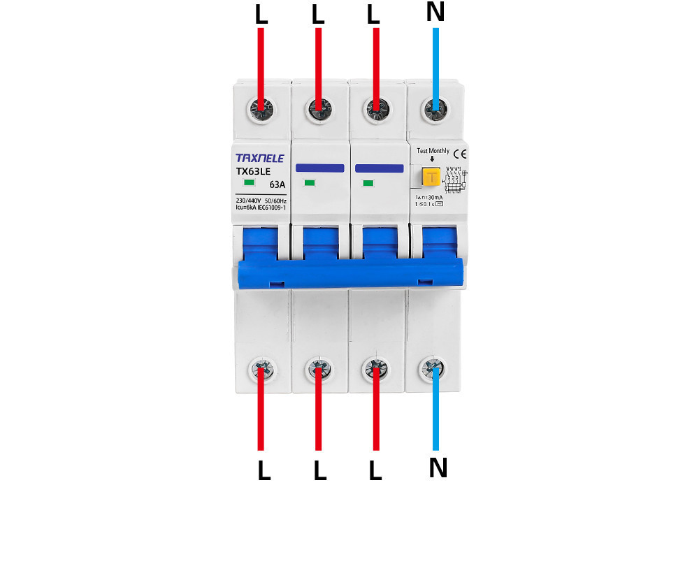 Overload Short Circuit Protection 2P 4P 30mA Residual Current Circuit ...