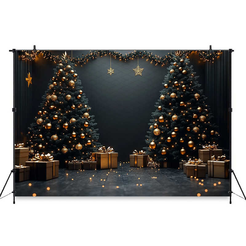 Tree Christmas Big Background For Photography Gold Ball Baby Shooting ...