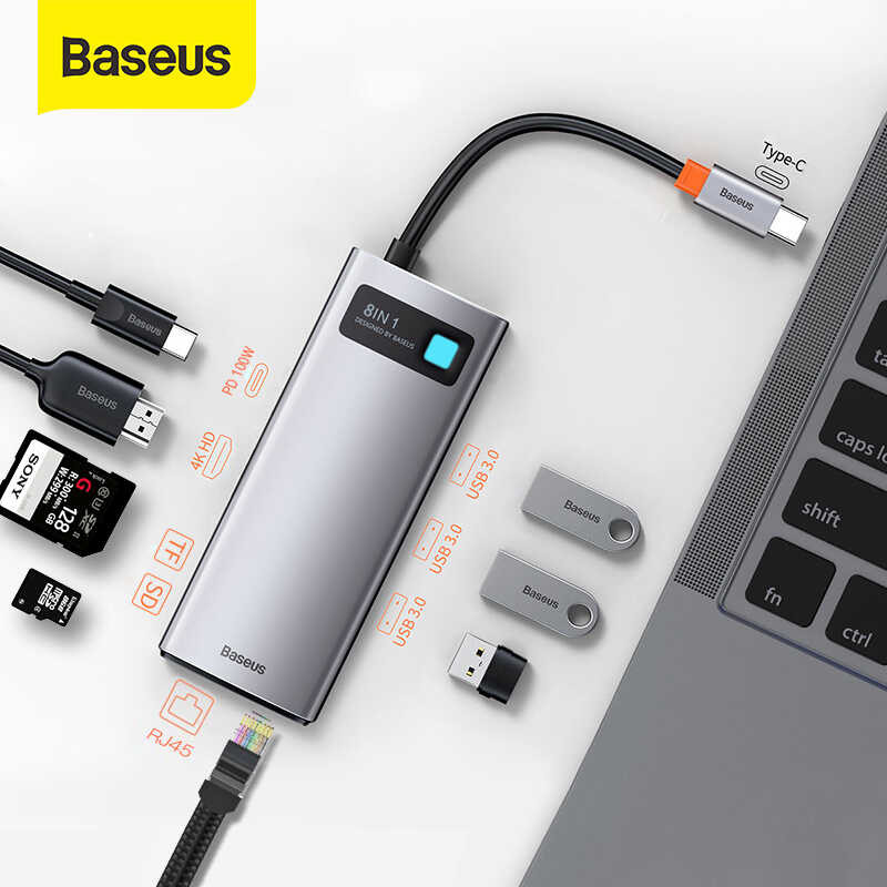 Baseus Hdmi-Compatible 3.0 Adapter 11 8 6 Sa 1 Type HUB Dock Rj45 SD ...