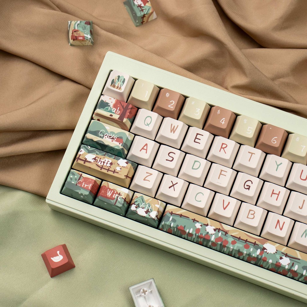 View of Rangeland Keycaps PBT Cherry Profile 1.7mm Thickness Oil painting style ...