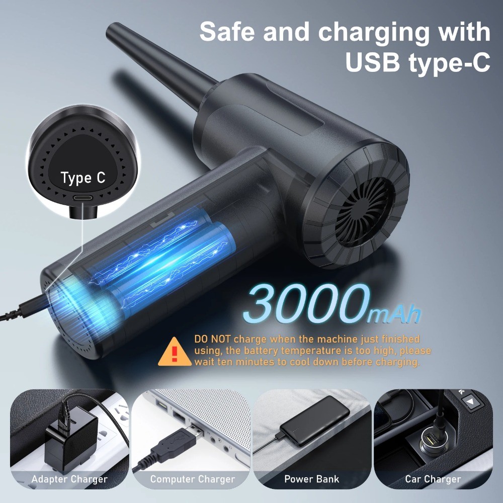 Protable Air Duster for Computer Cleaning 53000RPM Cordless Compressed ...