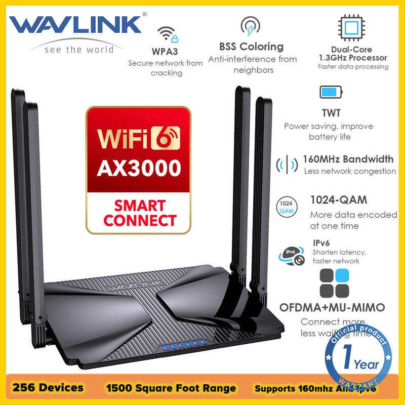 Ang Wavk Ax3000 Wifi 6 Dual Band 802.11Ax Wireless Gigabit Mesh Router ...