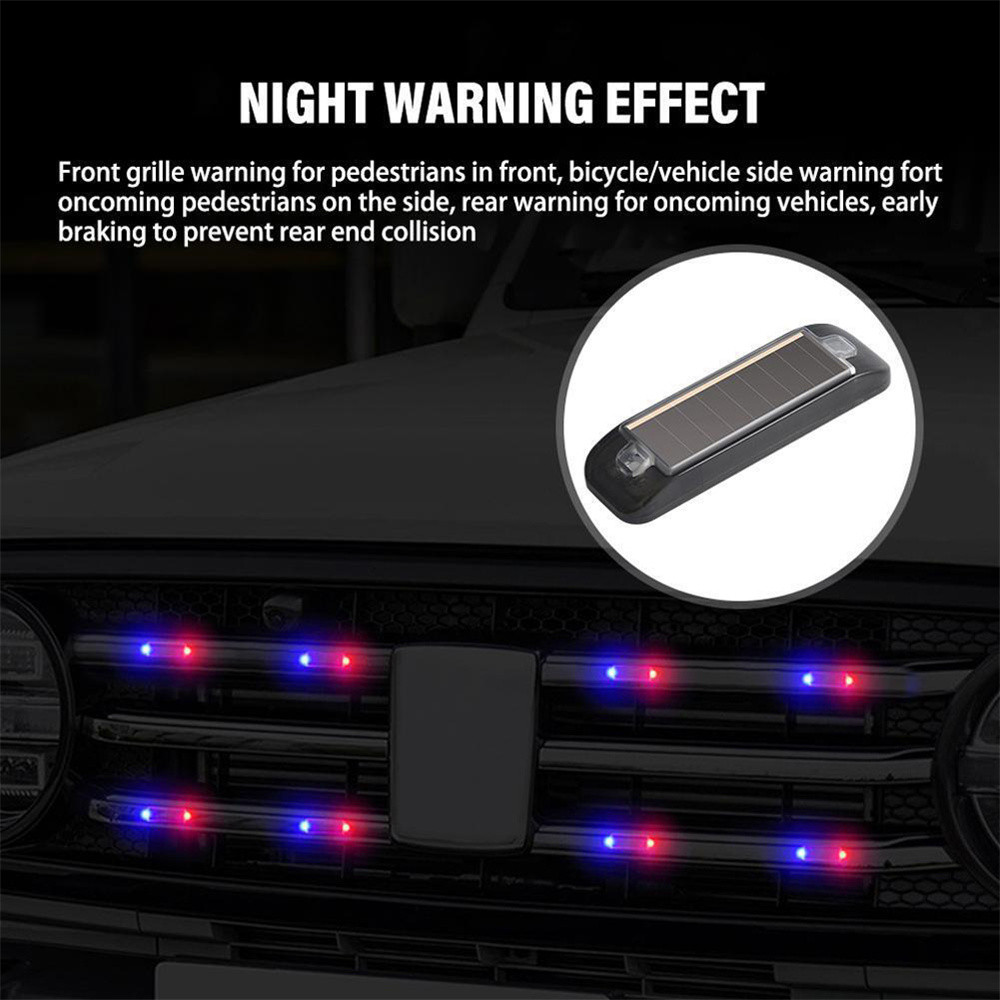 2-Pack Solar-Powered Fake Car Alarm Lights – Flashing Red/Blue LED Dummy Security Lights With Adhesive Base