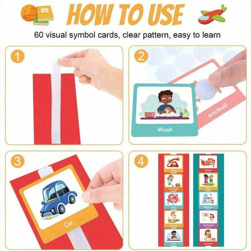 LY 60Pcs Schedule Visual Flash Cards Routine Chore Chart Symbol ...