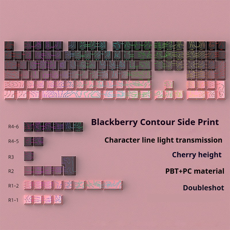 【Local Delivery】Blackberry Contour Keycap Side Print Shine Through ...