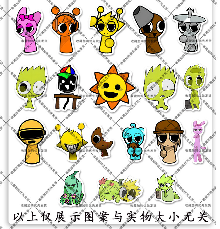 108pcs Sprunki Creative Sticker Game Peripheral Waterproof Sticker ...