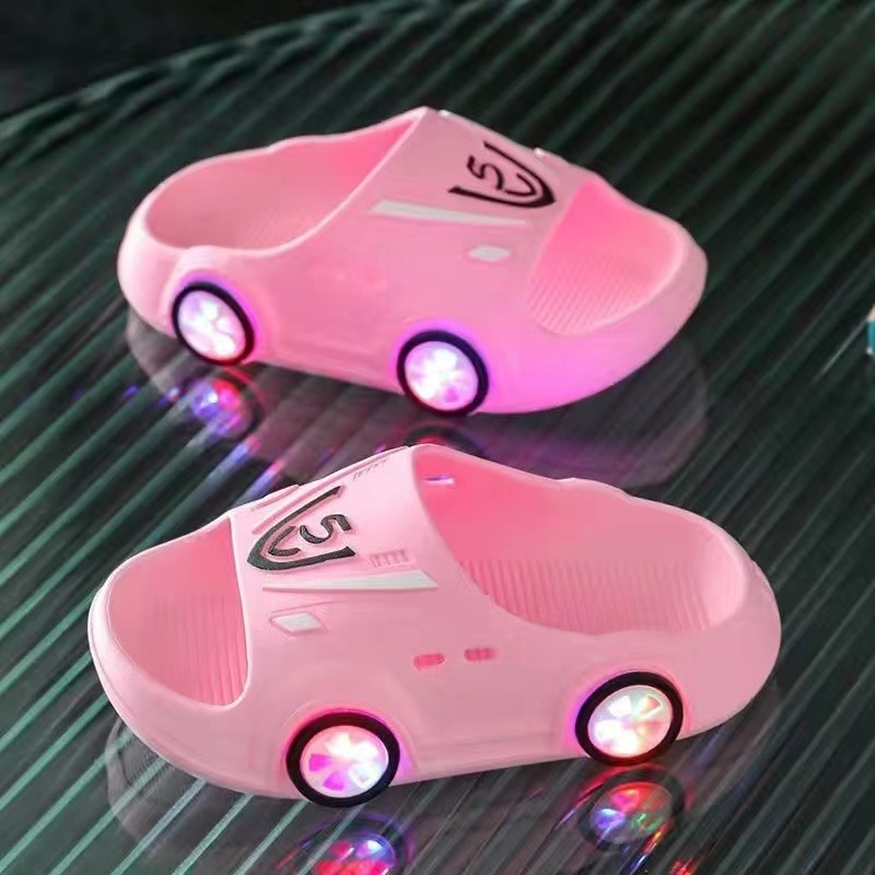 LED Slippers for Kids Girl Boy Luminous Non-slip Cute Cartoon Car ...