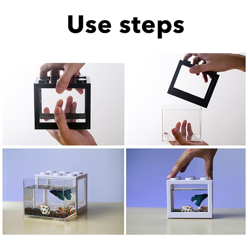 Betta Fish Tank Mini Aquarium Block Tank Building Block | Shopee ...