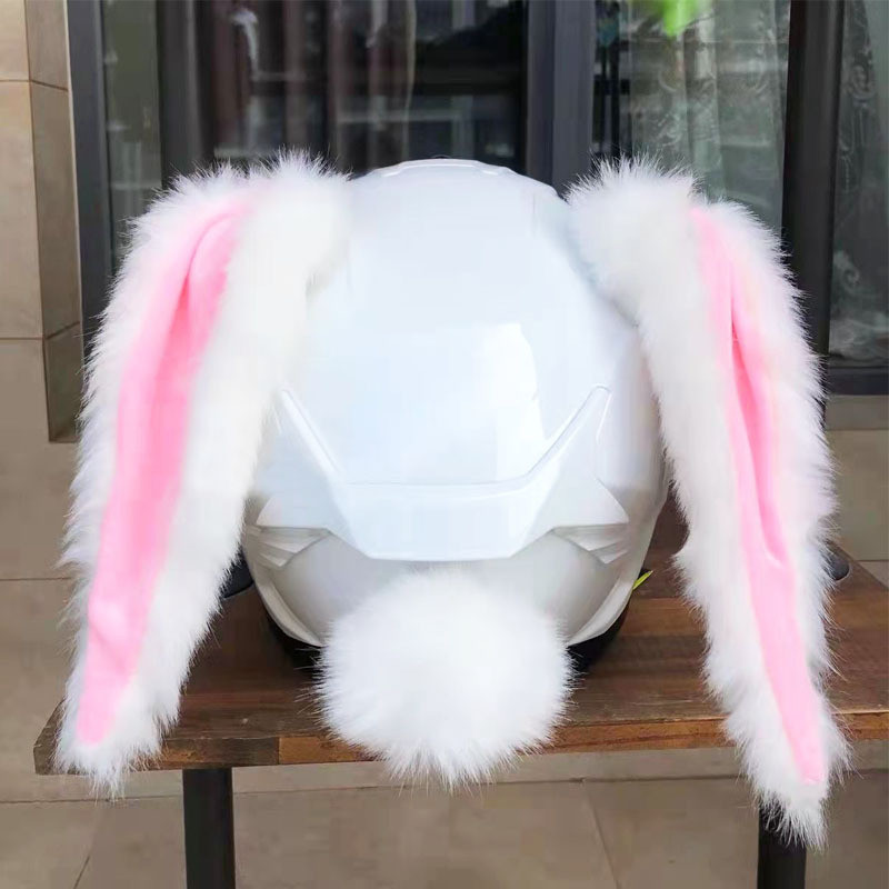 Car Motorcycle Cute Plush Rabbit Ears Decor Motocross Full Face Off ...