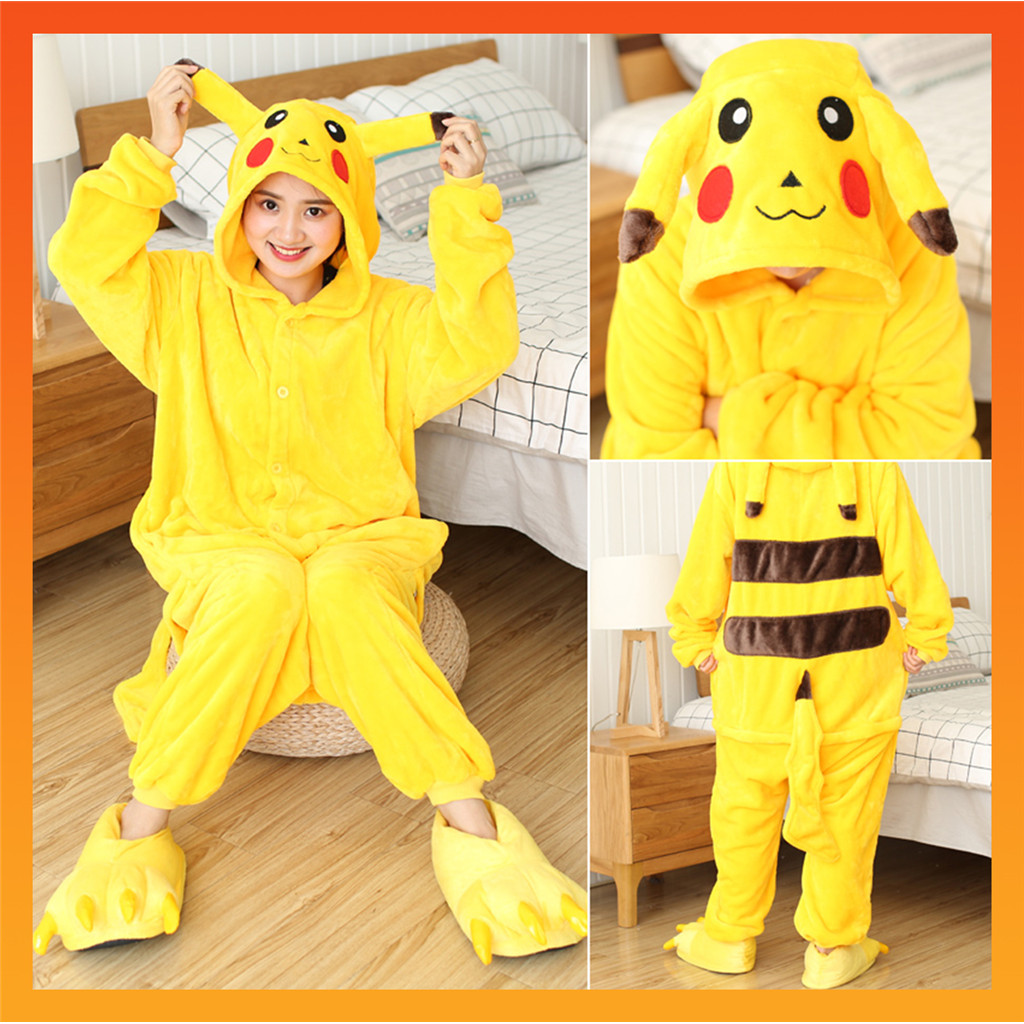 Winter Adults Animal Pikachu Stitch Tiger Onesies Women Men Pajamas ...