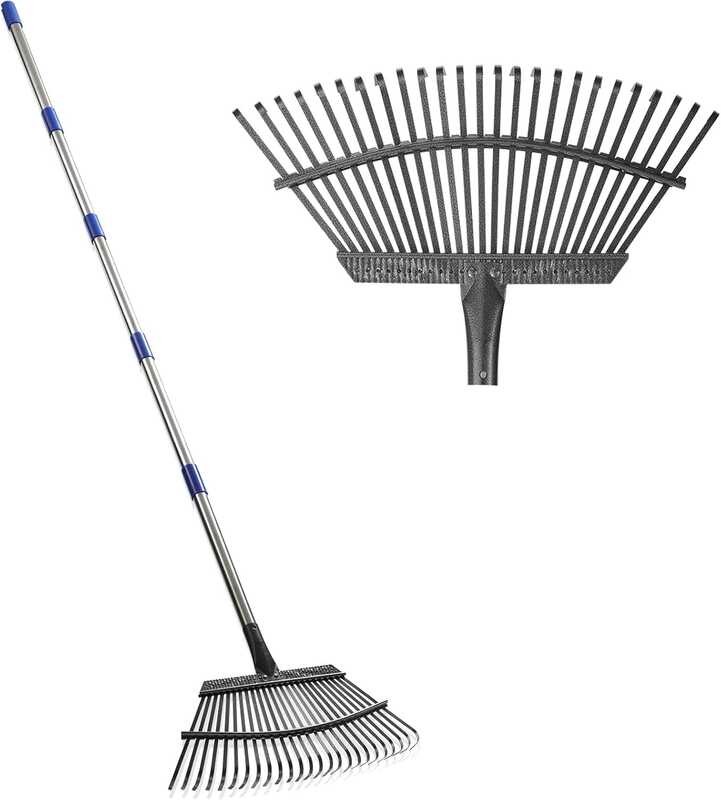 Garden Leaf Rake, Shrub Leaves Long Handle Heavy Duty, 18
