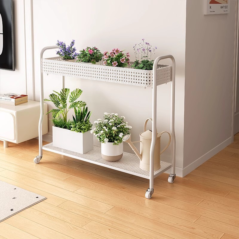 Cream Style Mobile Flower Rack Succulent Flower Rack Storage Rack ...