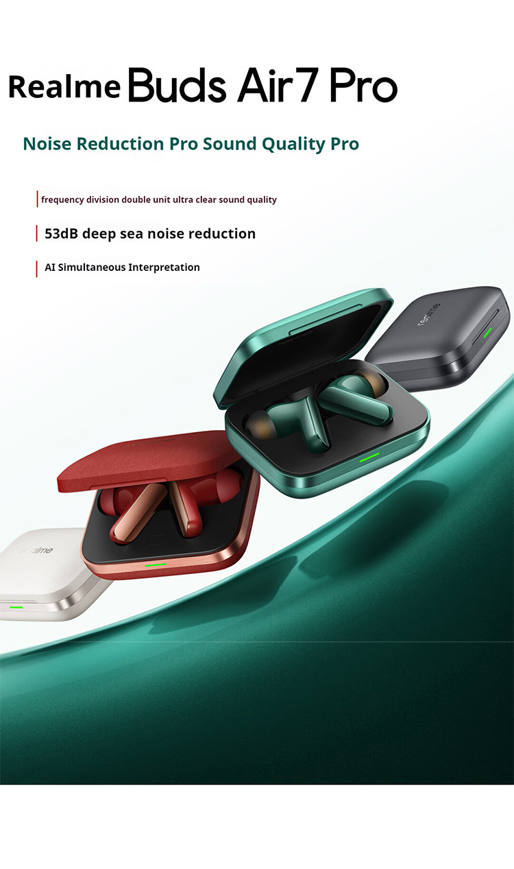 Realme Buds Air 7 Pro Bluetooth Earphone 53dB Noise Reduction Hi-Res ...