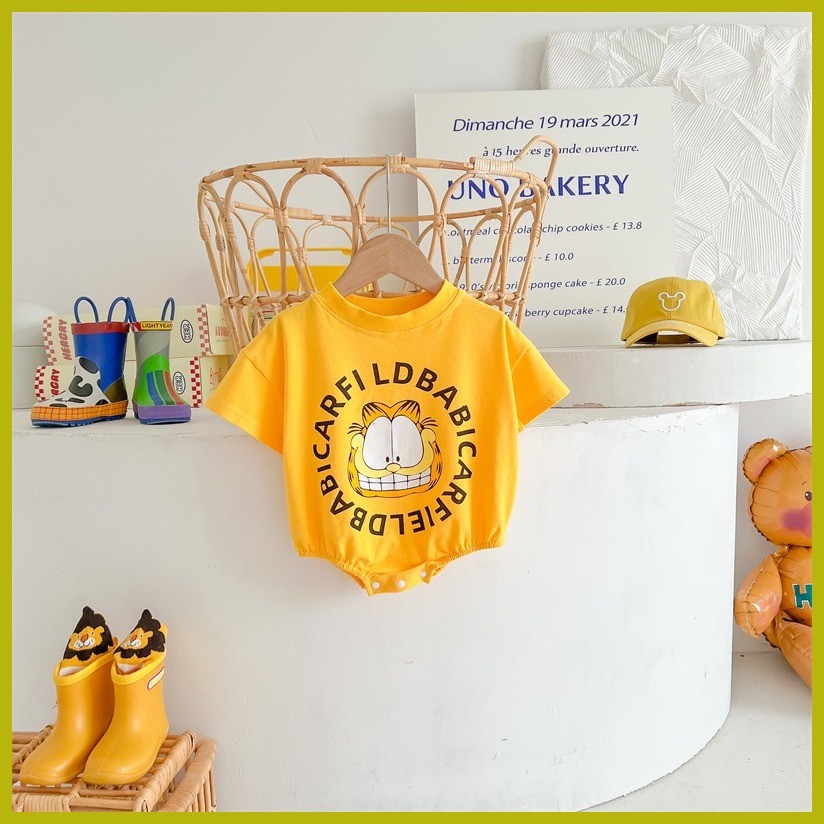 ∥ √ ๑ Cartoon Yellow Garfield Baby Costume Cotton Comfortable Soft Baby ...