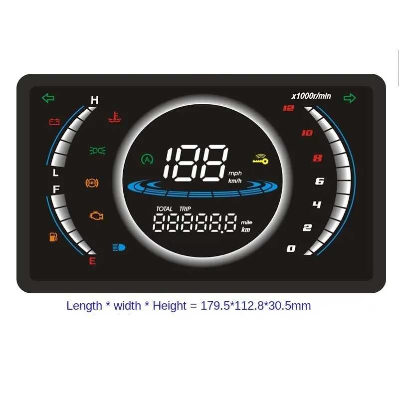JUNHAN ☆ Universal Adjustable LED Digital Motorcycle Speedometer RPM ...