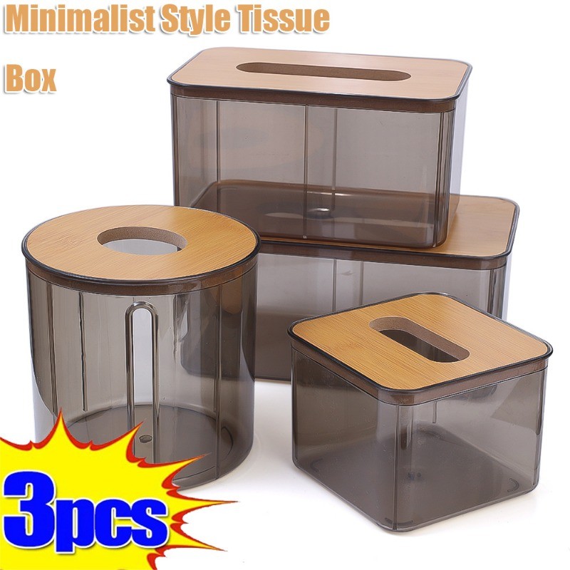 Nordic Minimalist Tissue Box - Modern Desktop Transparent Table Tissue ...