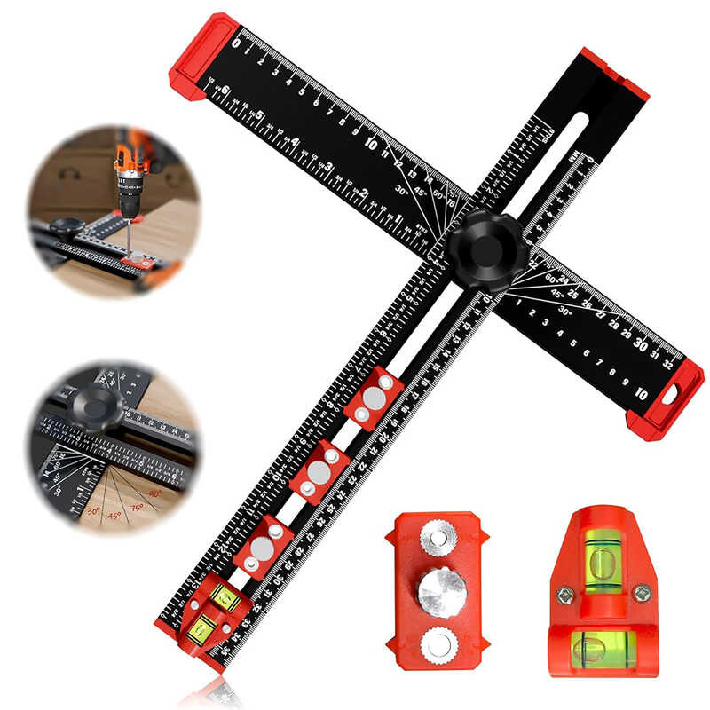 2 4 sa 1 Drilg Positioning Ruler Combination Angle Ruler T-Shaped Ruler ...