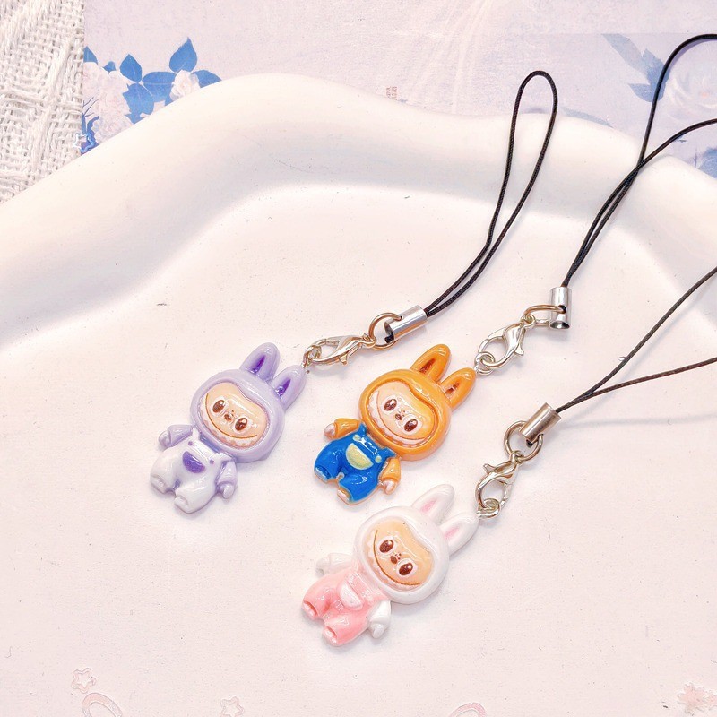 Cartoon Labubu Cute Doll Pendant Bag Pendant Lanyard Mobile Phone Chain ...