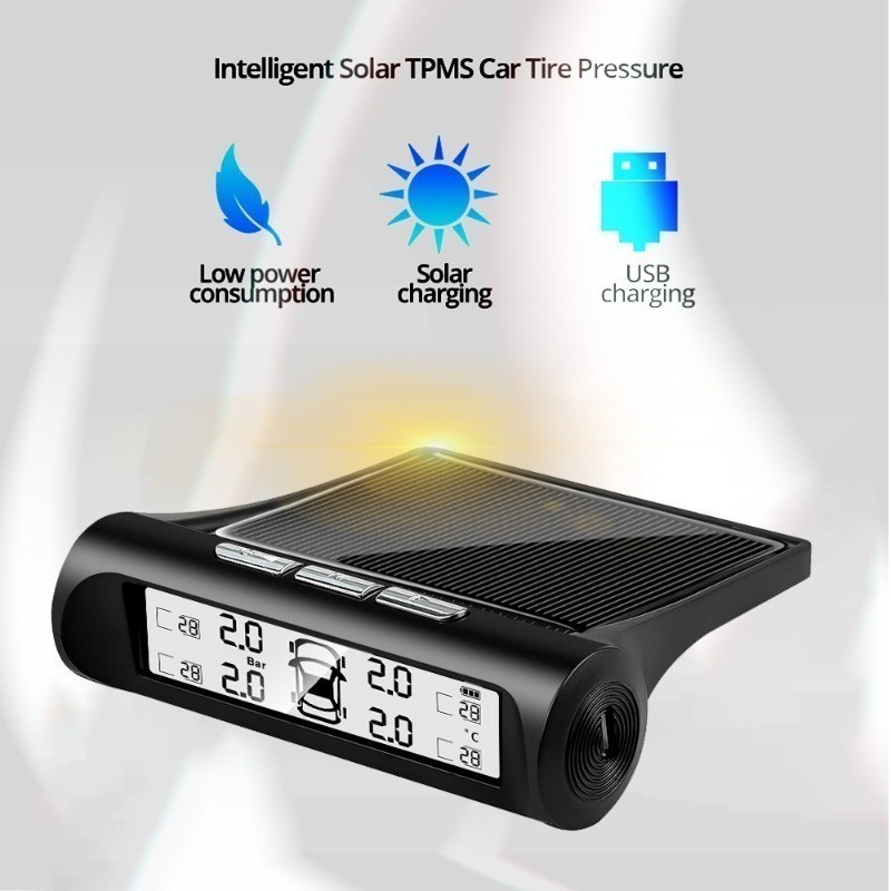 TPMS Wireless Tire Pressure Monitoring System Solar Car Tyre Pressure