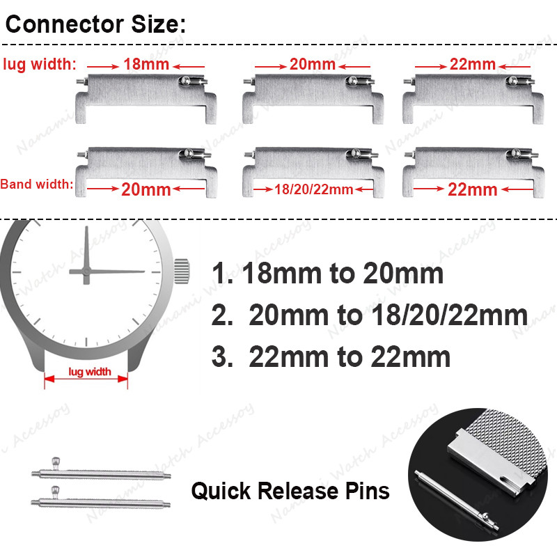 2pcs Watch Strap Connector Quick Release Pins Stainless Steel Watch ...