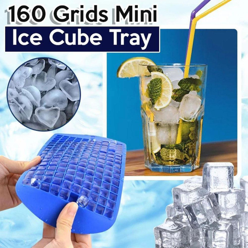 160 Grids Silicone Mini Ice Cube Trays Small Square Mold Ice Maker ...