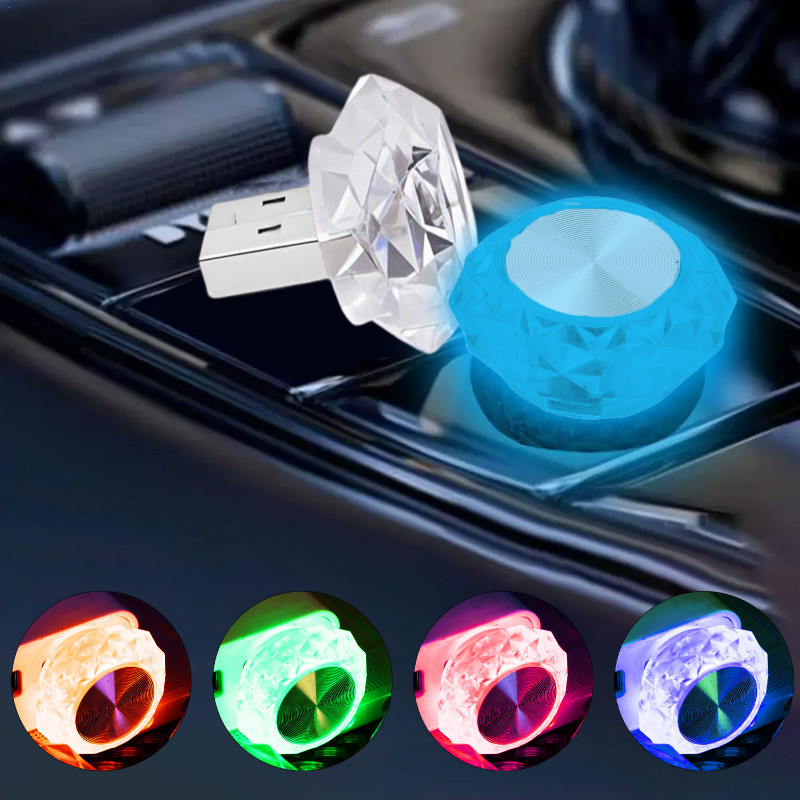 1/2pcs Auto Interior Night Light - Usb Seven-Color Car Atmosphere Light ...
