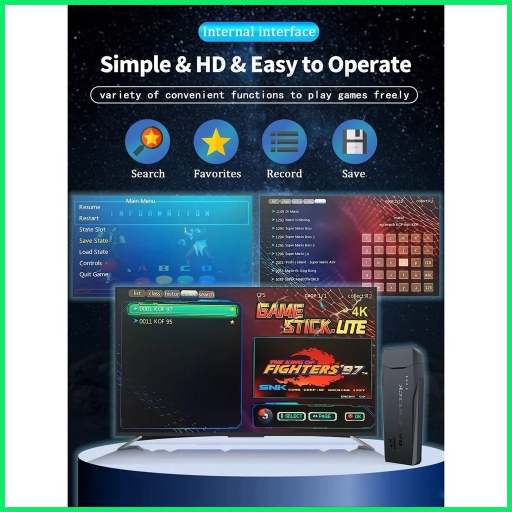 ⭐ M8 pro mini game console for tv 64GB k8 Games Set stick Built-In ...