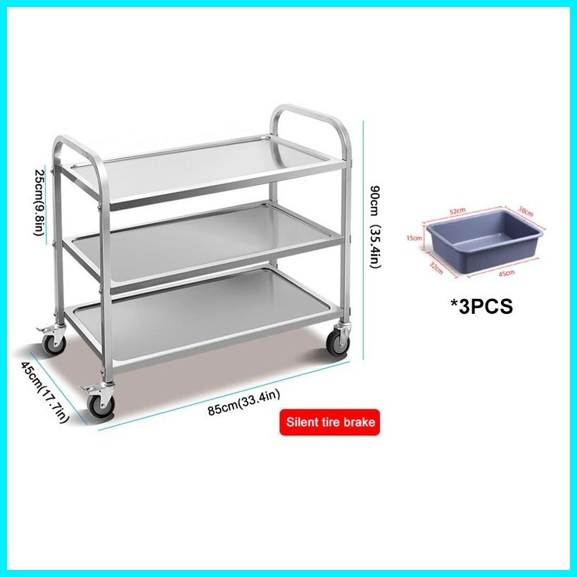 304 stainless kitchen rack 3-Tier Kitchen Trolley trolley cart ...