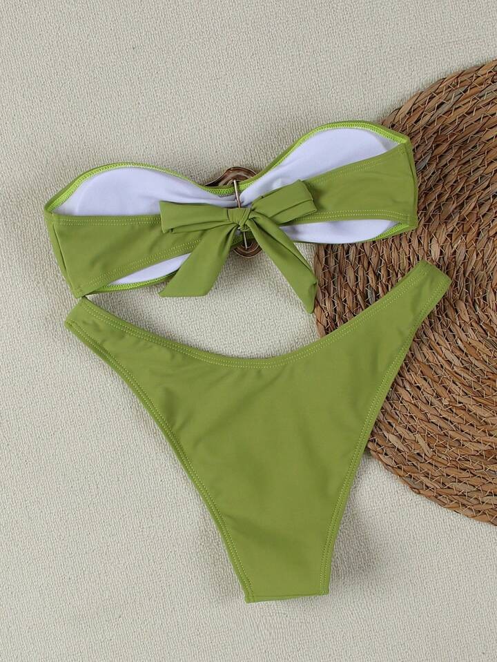Women's Sexy Solid Color Tube Top Swimsuit