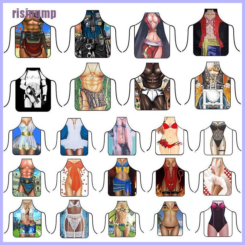 risingmp+Funny Muscle Man Kitchen Sexy Women Apron Cooking Pinafore ...