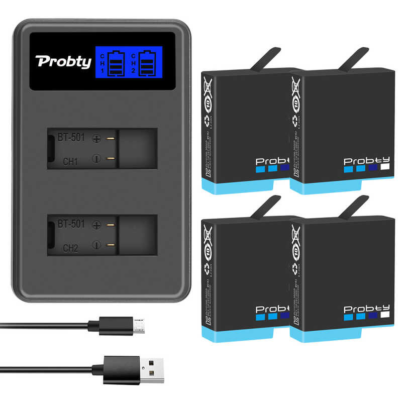 4 B Pack 1680Mah 2 Ways LCD Light Battery Charger For Gopro Hero 5 6 7 ...