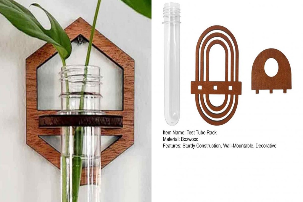 Botanical Wall Decor Wall Mounted Test Tube Rack Rustic Wooden Test ...