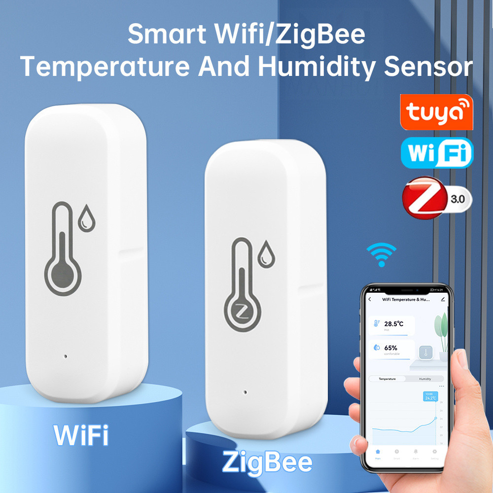 Tuya Zigbee/Wifi Smart Temperature And Humidity Sensor Battery Powered ...